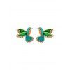 Boucles d'Oreilles Oiseaux Volant Colorées en Faux Diamant - Vert 