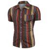 Chemise Vintage Boutonnée à Rayure avec Poche - café S