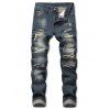 Destroy Wash Faded Long Straight Jeans - DENIM DARK BLUE 36