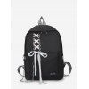 Canvas Lace-up Bowknot Backpack - BLACK 