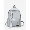 Canvas Lace-up Bowknot Backpack - BLUE GRAY 