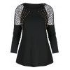 T-shirt Ajouré à Rivet à Manches Longues - Noir M