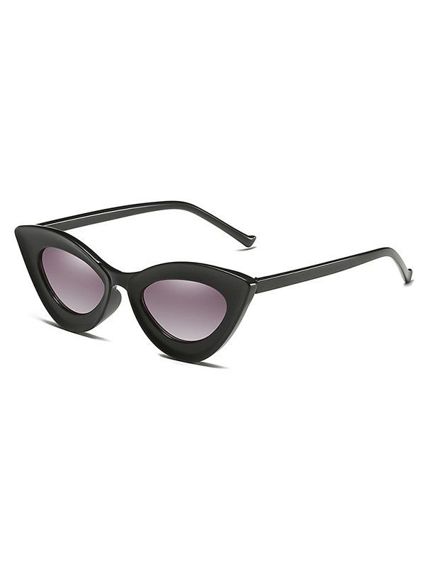 Vintage Wide Rim Catty Eye Sunglasses - MIRROR BLACK 