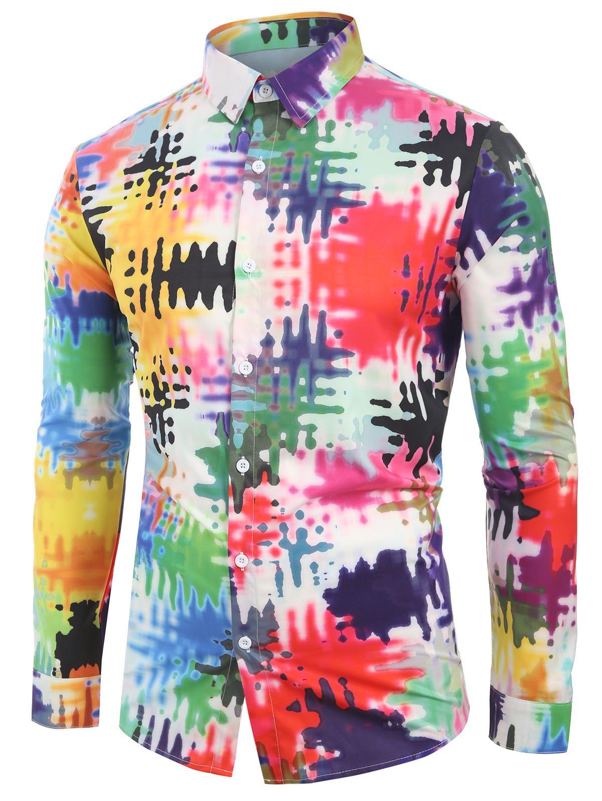 Chemise Colorée Imprimée à Manches Longues Nouveauté - multicolor A S