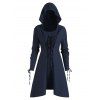 Lace Up Skirted Hooded Pullover Plus Size Coat - CADETBLUE L