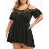 Robe Haute Basse Panneau en Dentelle à Taille Haute de Grande Taille - Noir L