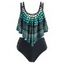 Vintage Polka Dot Tankini Swimsuit Tribal Flounce Crisscross Swimwear Set - multicolor M