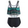 Maillot de Bain Tankini Vintage Superposé Croisé à Pois à Volants - Turquoise Moyenne M