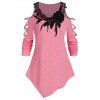 T-Shirt Découpé Tunique à Epaule Ouverte - Rose L