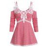 T-shirt à Bretelle Applique à Epaule Dénudée - Corail Léger XL