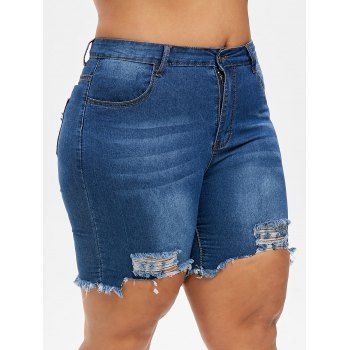 plus size ripped jean shorts