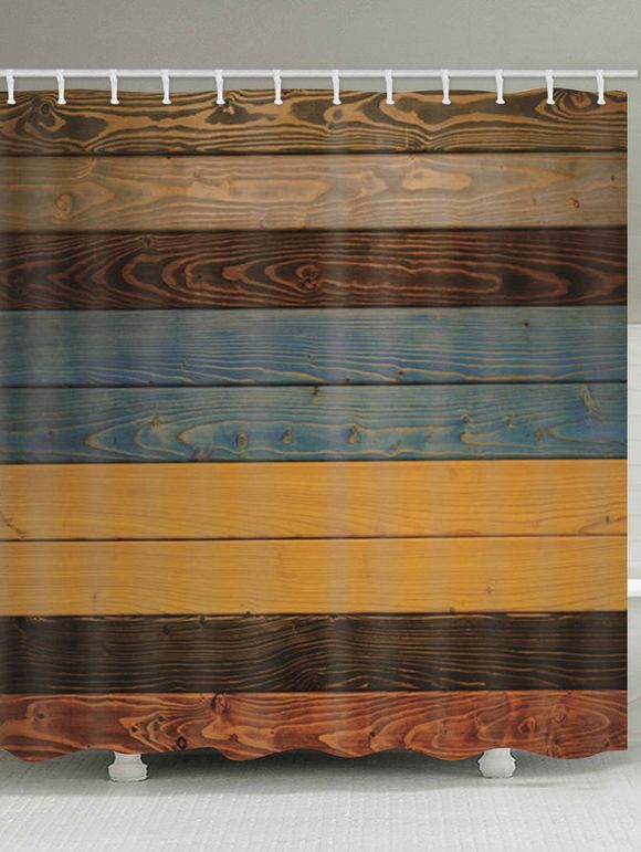 Rideau de Douche Imperméable Bois en Planche Coloré Imprimé pour Salle de Bain - multicolor W71 X L79 INCH
