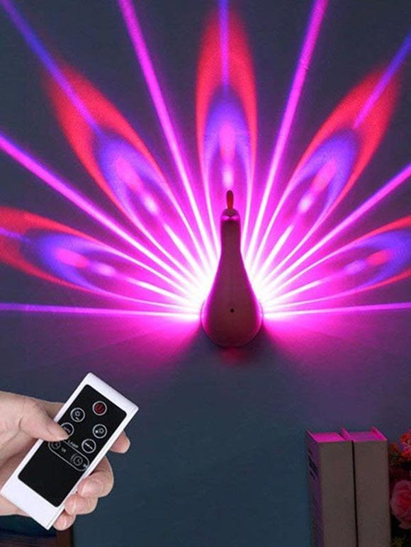 Projecteur de couleur changeant de forme de paon veilleuse LED - Rose Cochon 