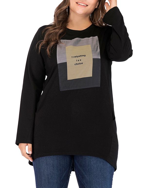 Sweatshirt Graphique de Grande Taille avec Poche - Noir 4X