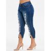 Jean Court Effrangé de Grande Taille à Volants - Bleu Foncé Toile de Jean 4X