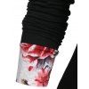 Flower Print Asymmetrical Cowl Neck Long Sleeve Tunic Tee - BLACK XL
