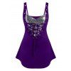 Débardeur Anneaux de Grande Taille à Lacets Col en Forme de Cœur - Iris Pourpre 4X