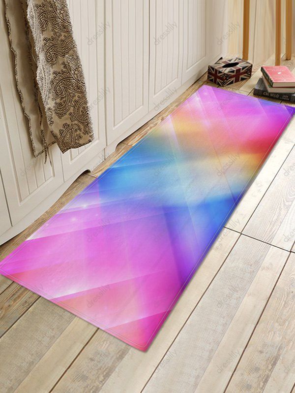 49 Off 2020 Rainbow Color Striped Print Floor Rug In Multicolor
