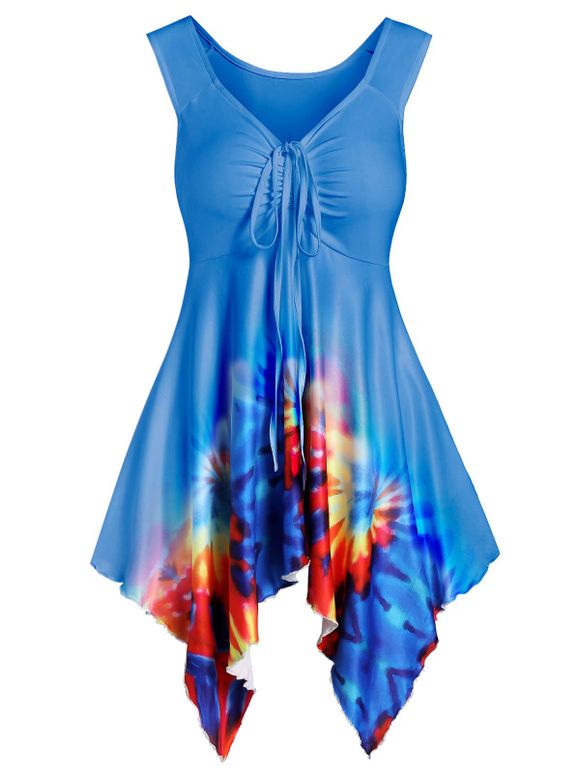 Débardeur Mouchoir Sanglé Teinté Imprimé - Bleu Dodger S