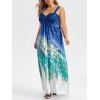Maxi Robe Goutte de Larme Imprimé Sans Manches de Grande Taille - Bleu Myrtille L