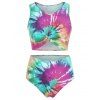 Tummy Control Tankini Swimsuit Bright Swimwear Tie Dye Twisted Summer Beach Bathing Suit - multicolor B M