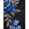 Maillot de Bain Tankini Applique Fleur à Volants - Ciel Bleu Foncé M