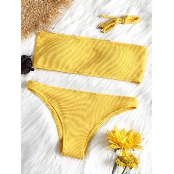 

Bandeau Ribbed Bikini Set, Yellow