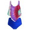 Maillot de Bain Tankini Superposé Teinté à Taille Haute de Grande Taille - multicolor F 3X