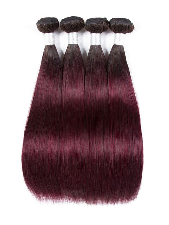 Perruque de Cheveux Humain Longue Droite Ombrée - multicolor C 24INCH