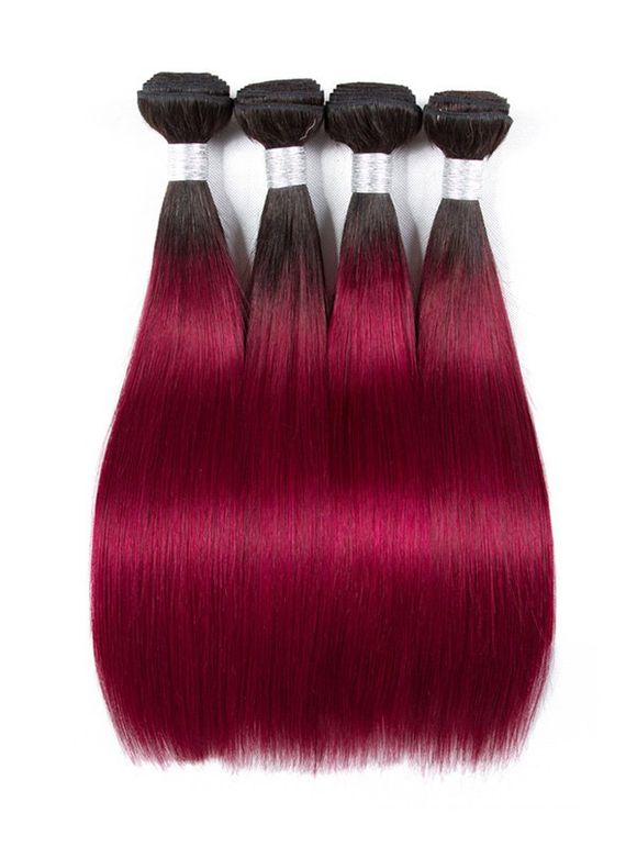 Perruque de Cheveux Humain Longue Droite Ombrée - multicolor D 16INCH
