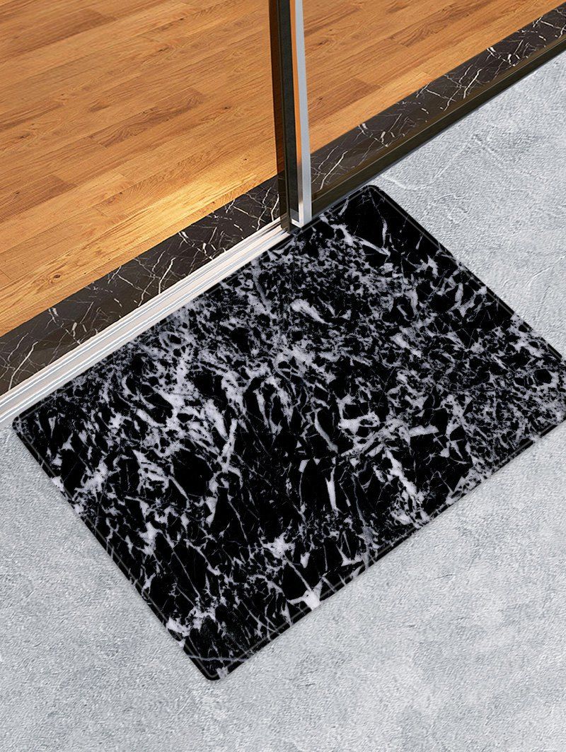 

Marble Pattern Water Absorbing Area Rug, Black