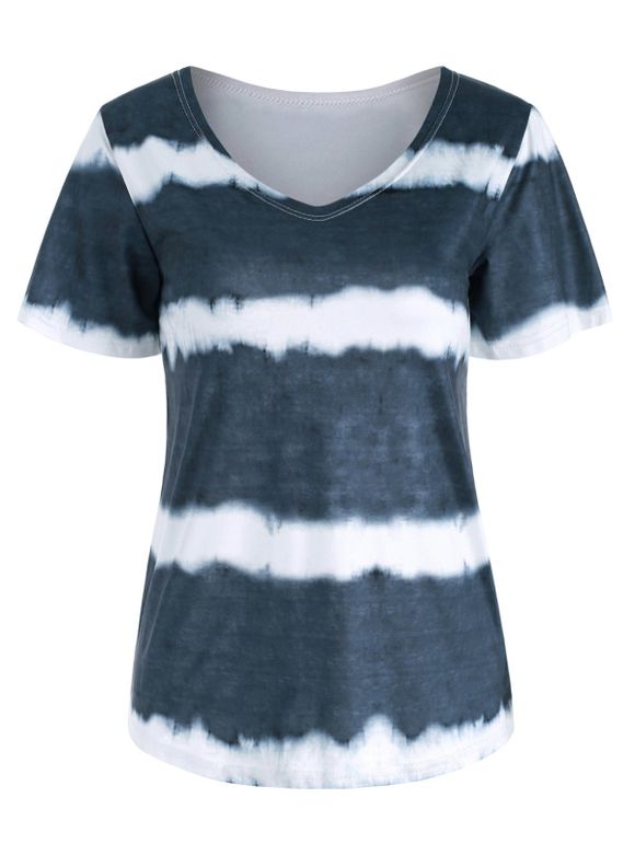 T-shirt Tunique Teinté à Manches Courtes - Marbre Bleu XL