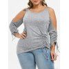 T-shirt Haut Bas Sanglé à Epaule Ouverte de Grande Taille - Nuage Gris L