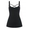 Débardeur Croisé en Couleur Unie de Grande Taille à Col U - Aurora Noir 3X