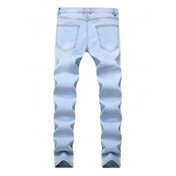 

Floral Embroidery Destroyed Casual Jeans, Jeans blue