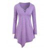 Haut Tunique Asymétrique Chiné à Manches Longues de Grande Taille - Mauve L