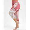 Legging Capri Panneau en Dentelle à Imprimé 3D de Grande Taille - Rouge M