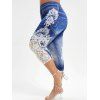 Legging Capri Panneau en Dentelle à Imprimé 3D de Grande Taille - Bleu profond 5X
