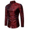 Chemise Boutonnée Cachemire Imprimé à Col Montant - Rouge Vineux XL