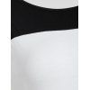 Two Tone Open Shoulder Long Sleeve Tee - BLACK XL