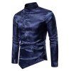 Chemise Asymétrique Boutonnée Cachemire à Col Montant - Cadetblue L
