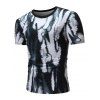 T-shirt Décontracté Fleurie Imprimée à Manches Courtes - Noir XL