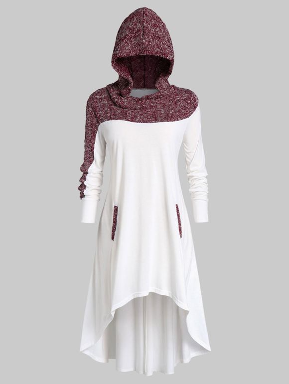 Robe Mi-Longue Bicolore Haute Basse Jointive Grande Taille - Blanc L