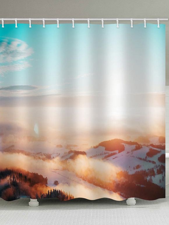 Rideau de Douche Imperméable Neige Montagne et Lever du Soleil Imprimés pour Salle de Bain - multicolor W71 X L71 INCH