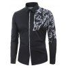 Chemise Décontractée Boutonnée Imprimée à Manches Longues - Noir 2XL