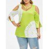 Haur Ras-du-cou Néon Teinté à Epaule Ouverte de Grande Taille - Vert Jaune 1X