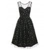 Sequined Sparkly Star Mesh Overlay Sleeveless Dress - BLACK L