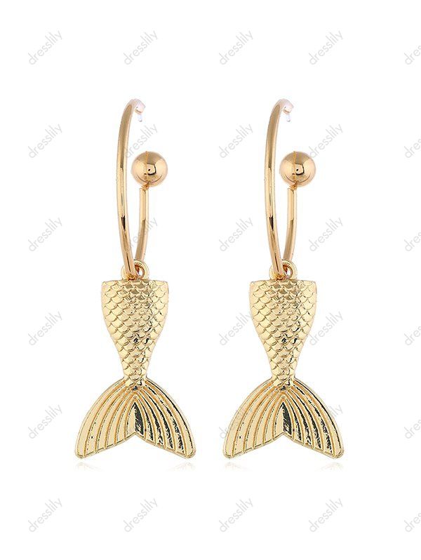 

Fishtail Mermaid Alloy Hoop Earrings, Gold