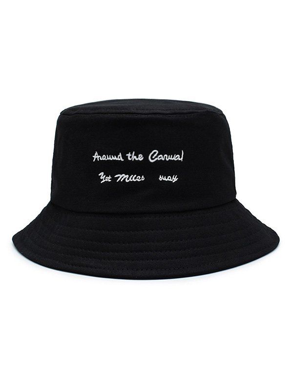 

Character Embroidered Pattern Bucket Hat, Black