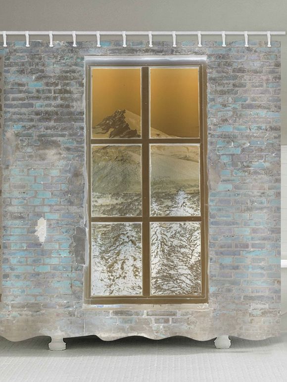 Rideau de Douche Imperméable Brique de Mur et Fenêtre Imprimés pour Salle de Bain - multicolor W59 X L71 INCH
